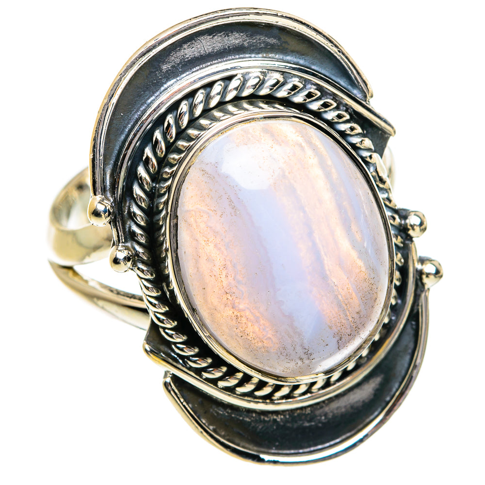Blue Lace Agate Rings handcrafted by Ana Silver Co - RING80718