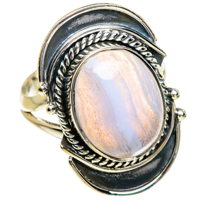 Blue Lace Agate Rings handcrafted by Ana Silver Co - RING80718