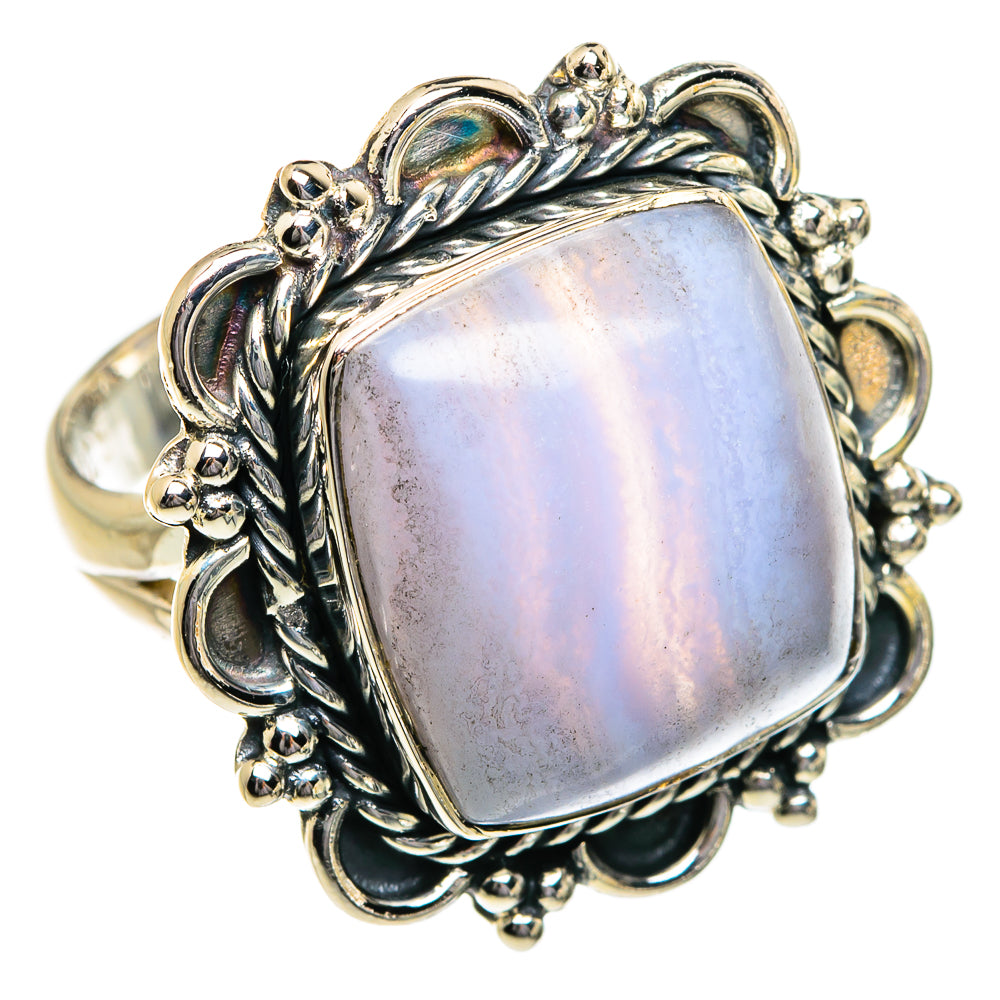 Blue Lace Agate Rings handcrafted by Ana Silver Co - RING80742