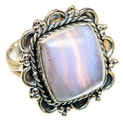 Blue Lace Agate Rings handcrafted by Ana Silver Co - RING80742