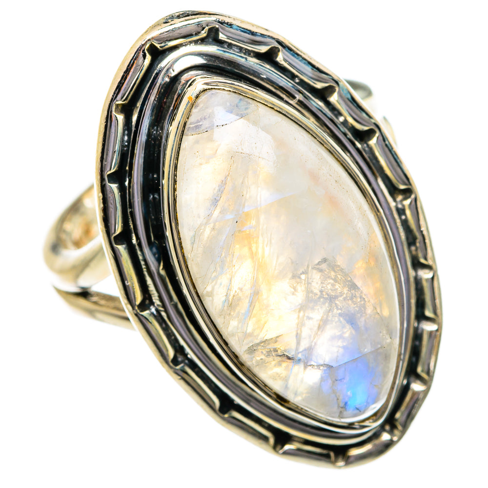 Rainbow Moonstone Rings handcrafted by Ana Silver Co - RING80743