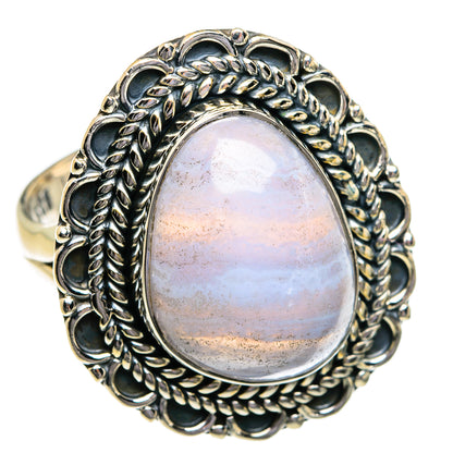 Blue Lace Agate Rings handcrafted by Ana Silver Co - RING80746