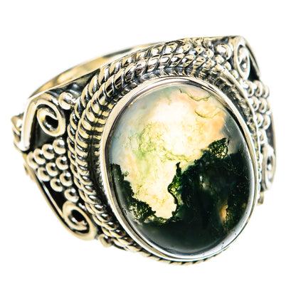 Green Moss Agate Rings handcrafted by Ana Silver Co - RING80758