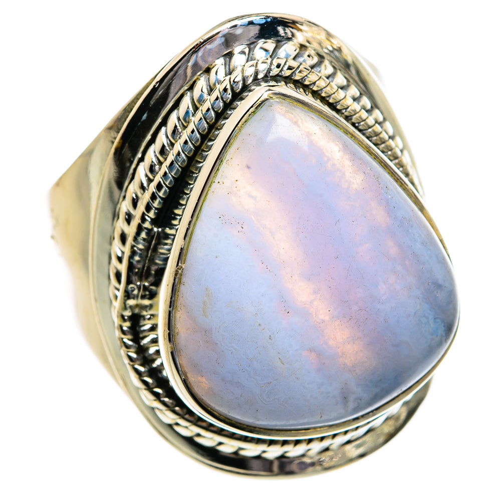 Blue Lace Agate Rings handcrafted by Ana Silver Co - RING80799