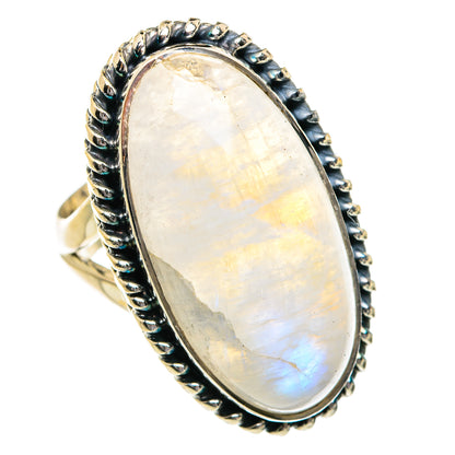 Rainbow Moonstone Rings handcrafted by Ana Silver Co - RING80802