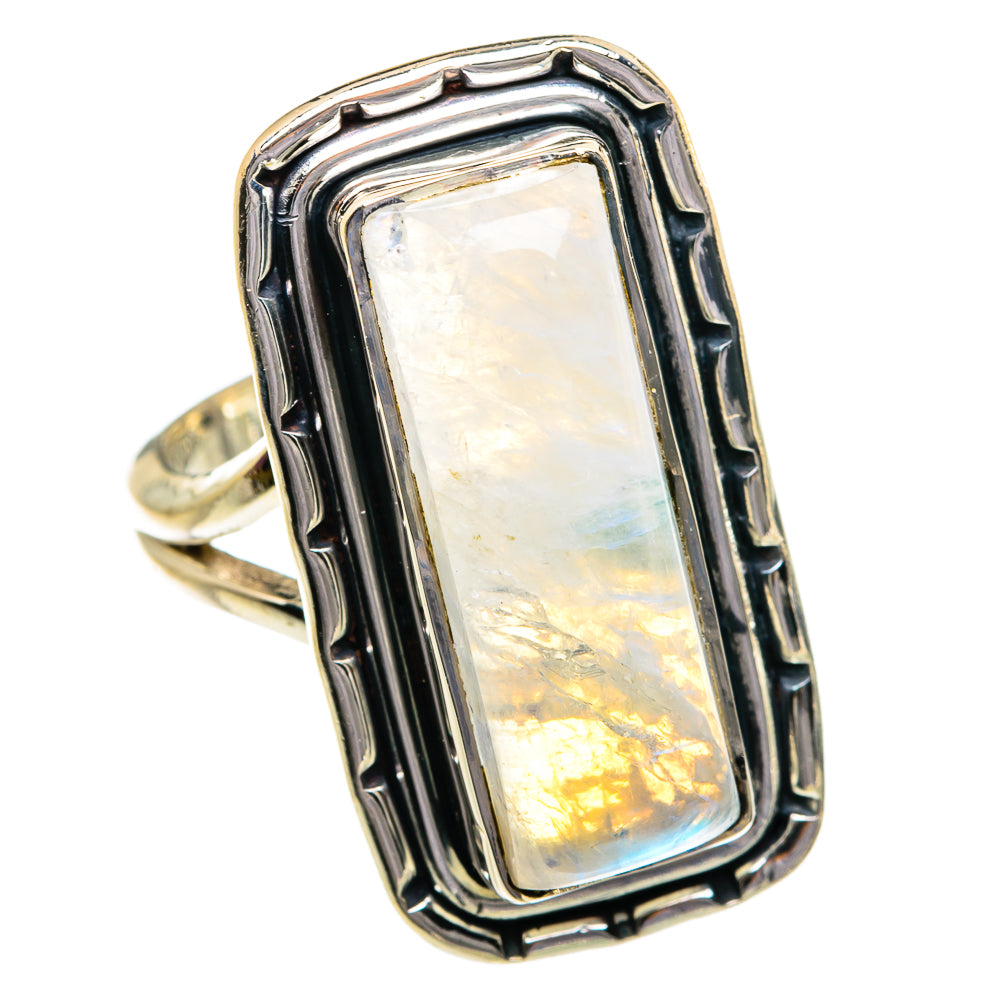 Rainbow Moonstone Rings handcrafted by Ana Silver Co - RING80837