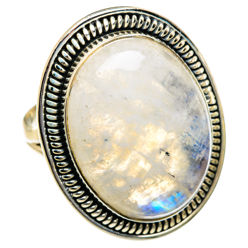Rainbow Moonstone Rings handcrafted by Ana Silver Co - RING80867
