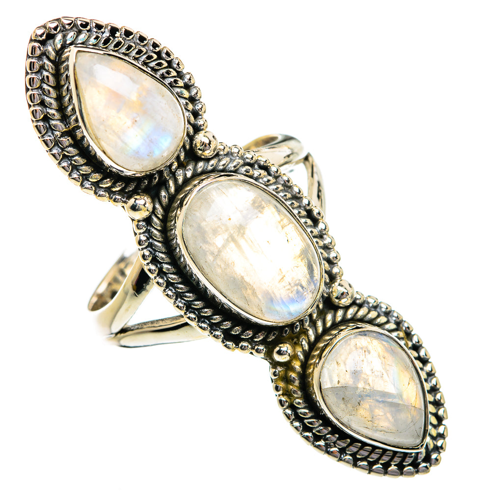Rainbow Moonstone Rings handcrafted by Ana Silver Co - RING80870