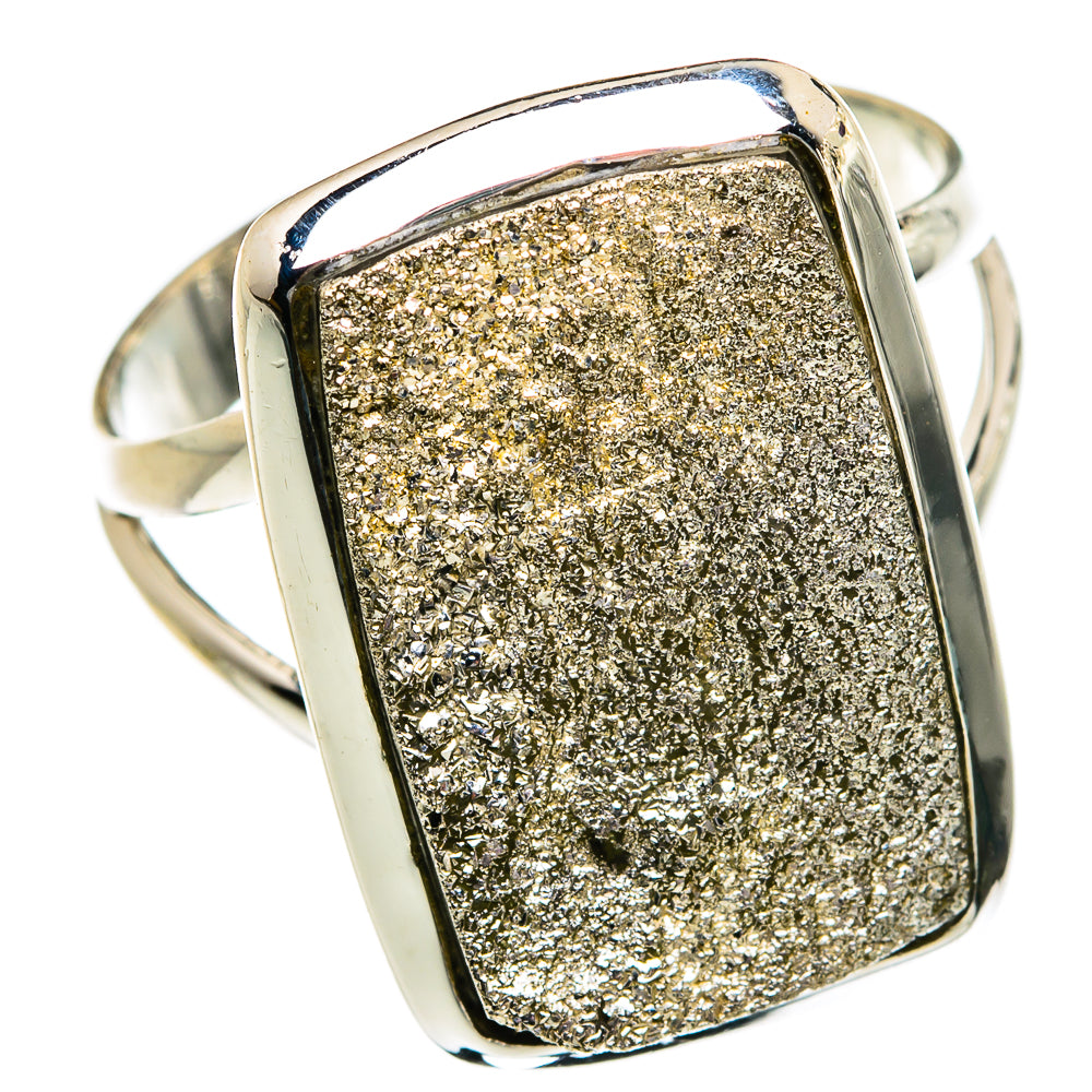 Spectro Pyrite Druzy Rings handcrafted by Ana Silver Co - RING80892