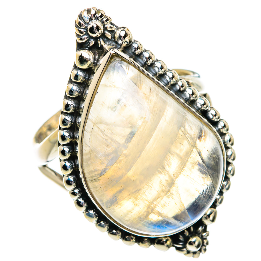 Rainbow Moonstone Rings handcrafted by Ana Silver Co - RING80898