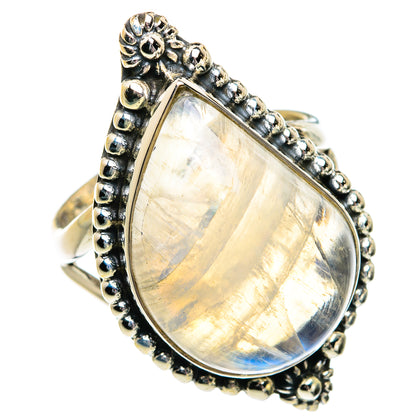 Rainbow Moonstone Rings handcrafted by Ana Silver Co - RING80898