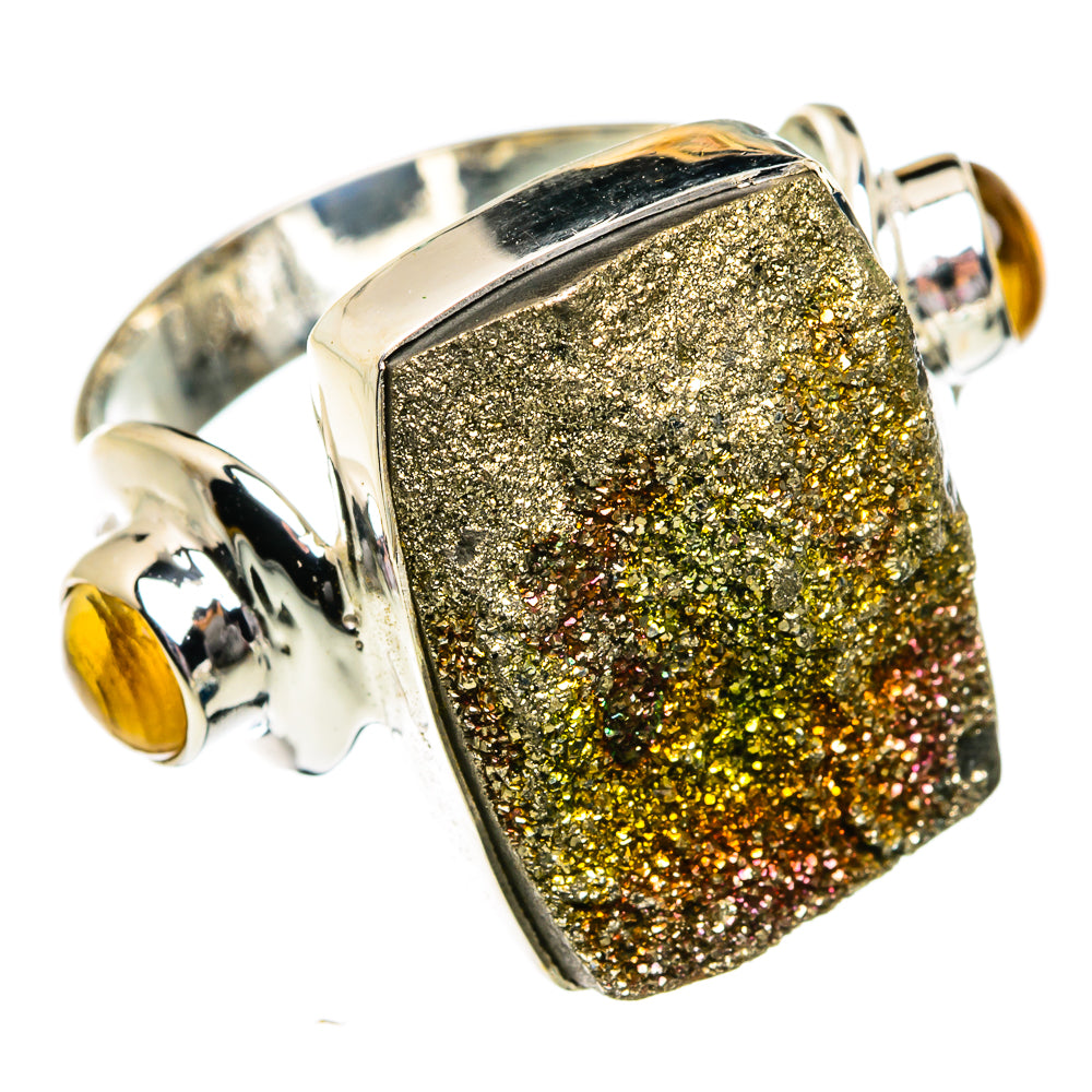 Spectro Pyrite Druzy Rings handcrafted by Ana Silver Co - RING80928