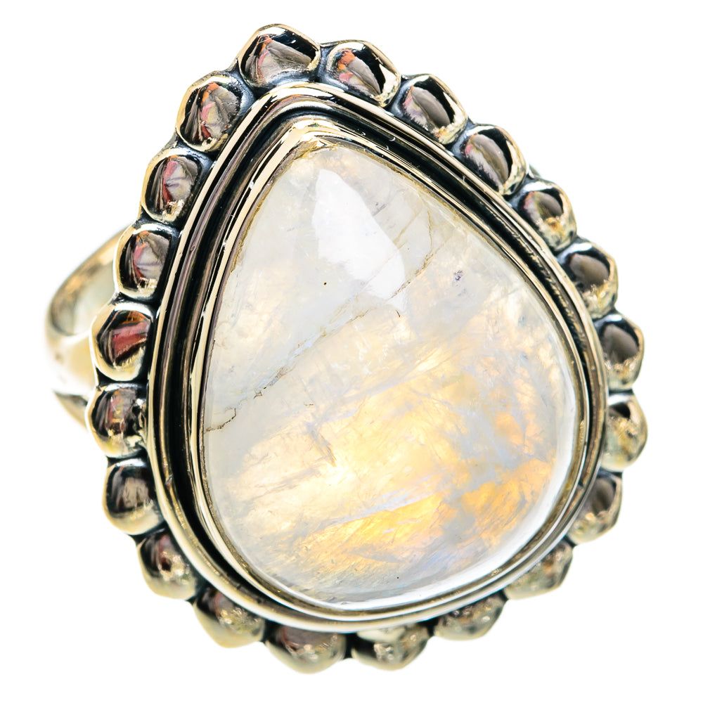 Rainbow Moonstone Rings handcrafted by Ana Silver Co - RING80969