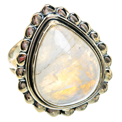 Rainbow Moonstone Rings handcrafted by Ana Silver Co - RING80969