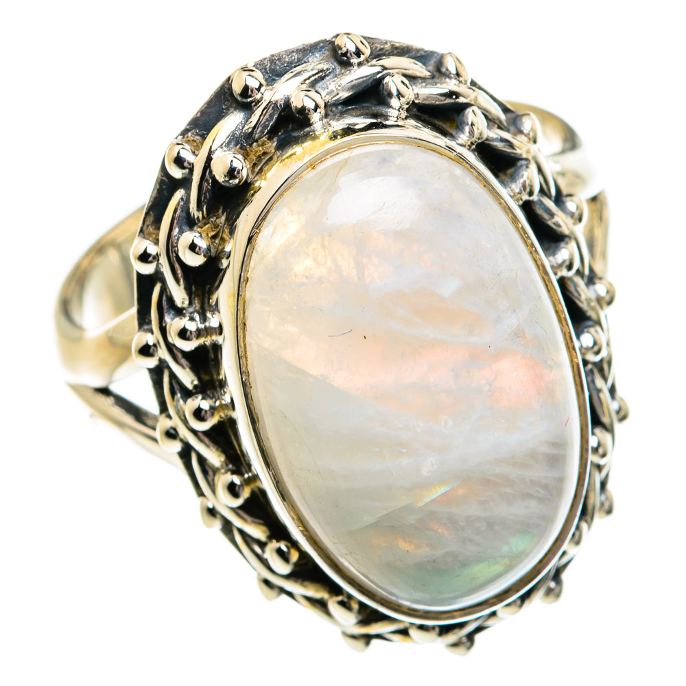 Rainbow Moonstone Rings handcrafted by Ana Silver Co - RING80970