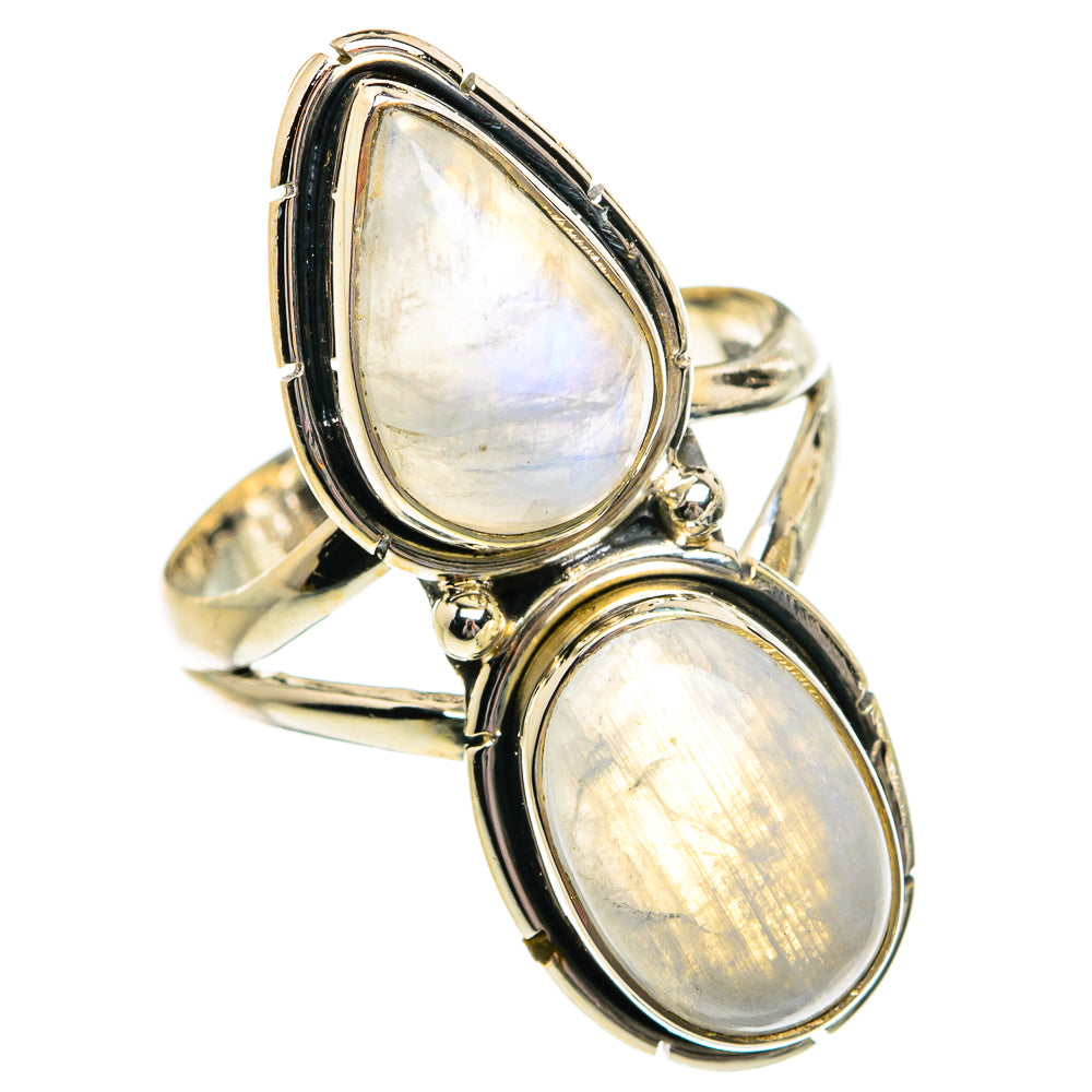 Rainbow Moonstone Rings handcrafted by Ana Silver Co - RING81007