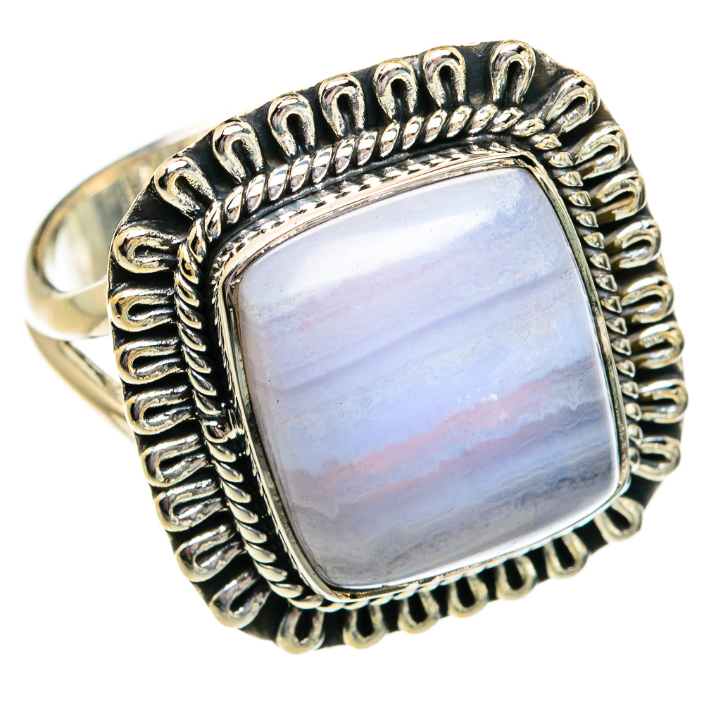 Blue Lace Agate Rings handcrafted by Ana Silver Co - RING81038