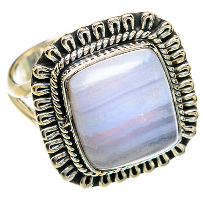 Blue Lace Agate Rings handcrafted by Ana Silver Co - RING81038