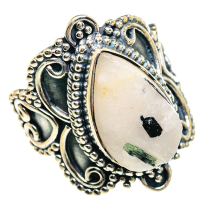 Green Tourmaline In Quartz Rings handcrafted by Ana Silver Co - RING81068