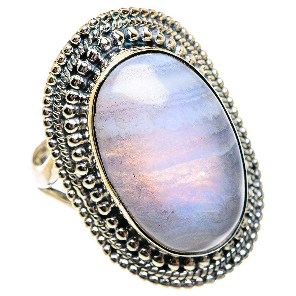 Blue Lace Agate Rings handcrafted by Ana Silver Co - RING81069