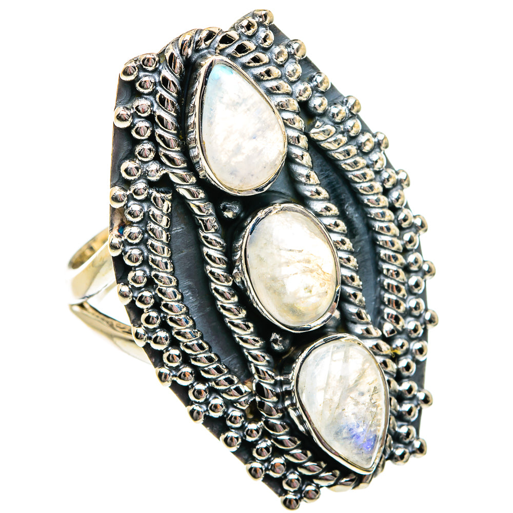 Rainbow Moonstone Rings handcrafted by Ana Silver Co - RING81070