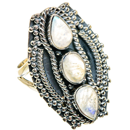 Rainbow Moonstone Rings handcrafted by Ana Silver Co - RING81070