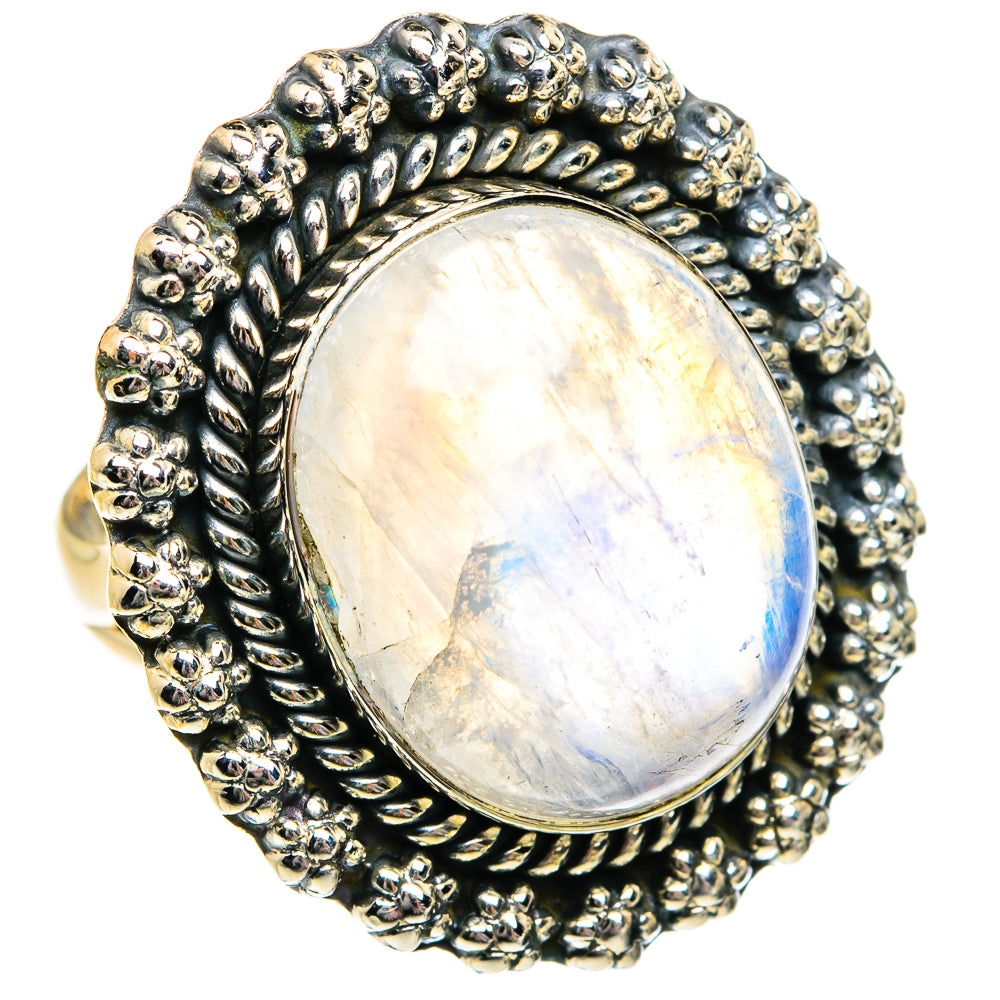 Rainbow Moonstone Rings handcrafted by Ana Silver Co - RING81072