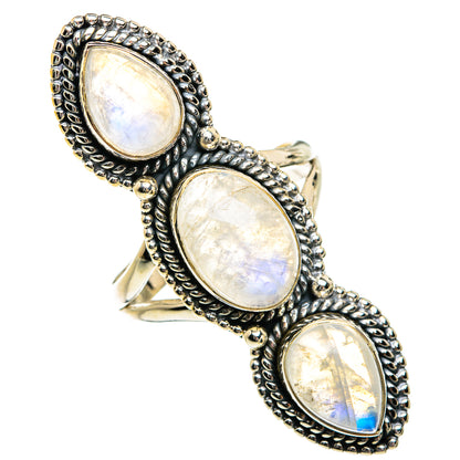 Rainbow Moonstone Rings handcrafted by Ana Silver Co - RING81074