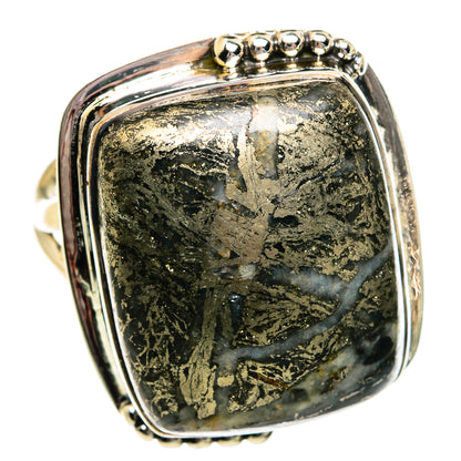 Pyrite Agate Rings handcrafted by Ana Silver Co - RING81100