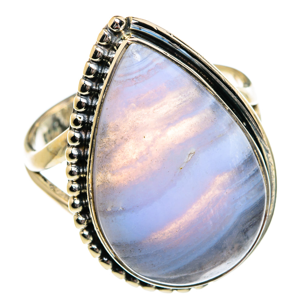 Blue Lace Agate Rings handcrafted by Ana Silver Co - RING81103