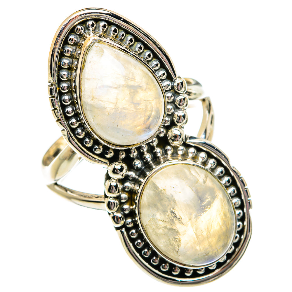 Rainbow Moonstone Rings handcrafted by Ana Silver Co - RING81104