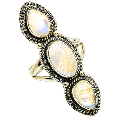 Rainbow Moonstone Rings handcrafted by Ana Silver Co - RING81134