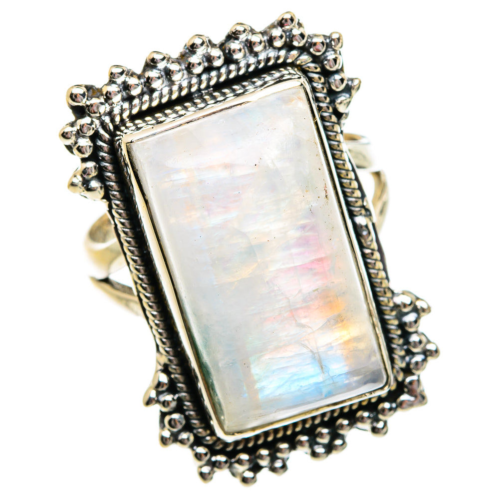 Rainbow Moonstone Rings handcrafted by Ana Silver Co - RING81162
