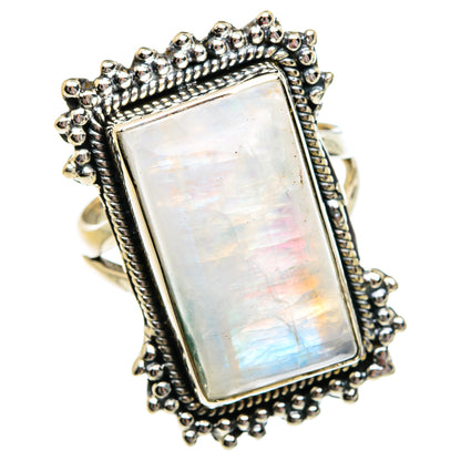 Rainbow Moonstone Rings handcrafted by Ana Silver Co - RING81162