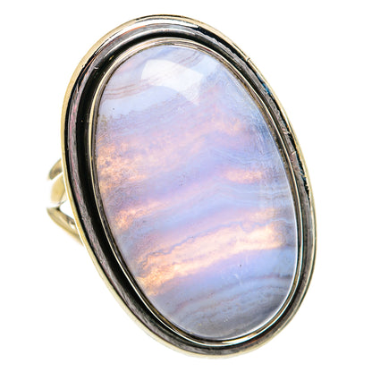 Blue Lace Agate Rings handcrafted by Ana Silver Co - RING81163