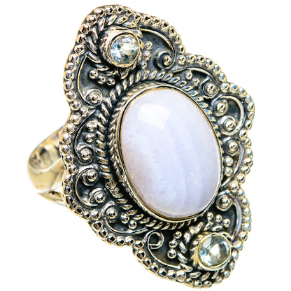 Blue Lace Agate Rings handcrafted by Ana Silver Co - RING81165