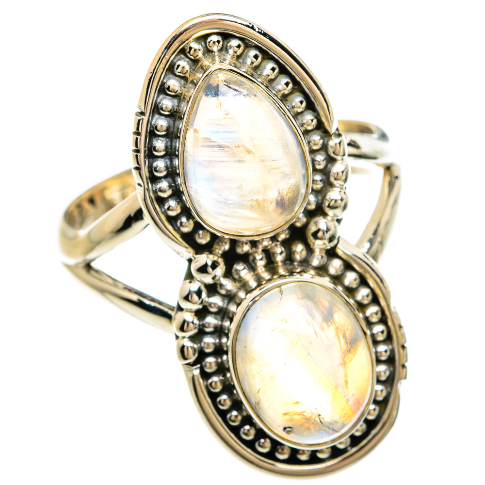 Rainbow Moonstone Rings handcrafted by Ana Silver Co - RING81196