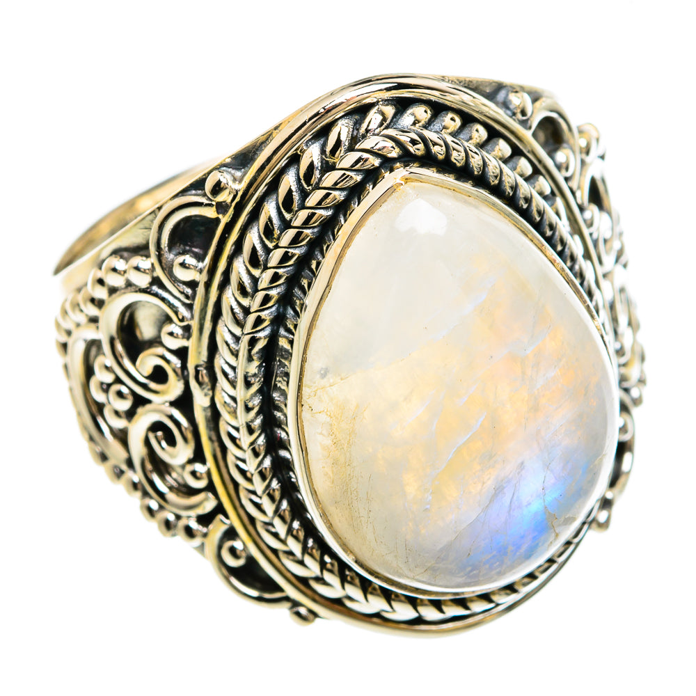 Rainbow Moonstone Rings handcrafted by Ana Silver Co - RING81198