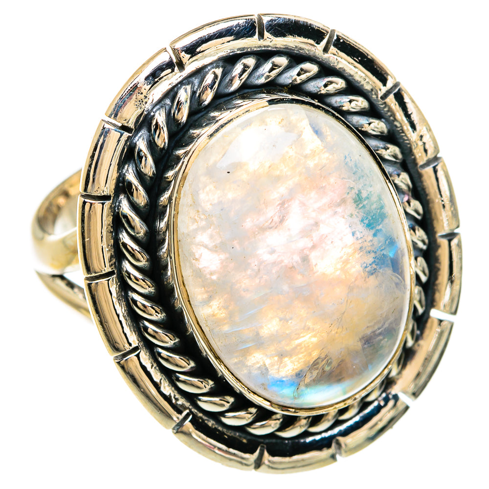 Rainbow Moonstone Rings handcrafted by Ana Silver Co - RING81230