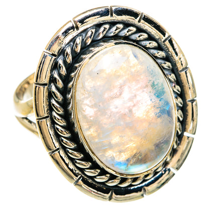 Rainbow Moonstone Rings handcrafted by Ana Silver Co - RING81230