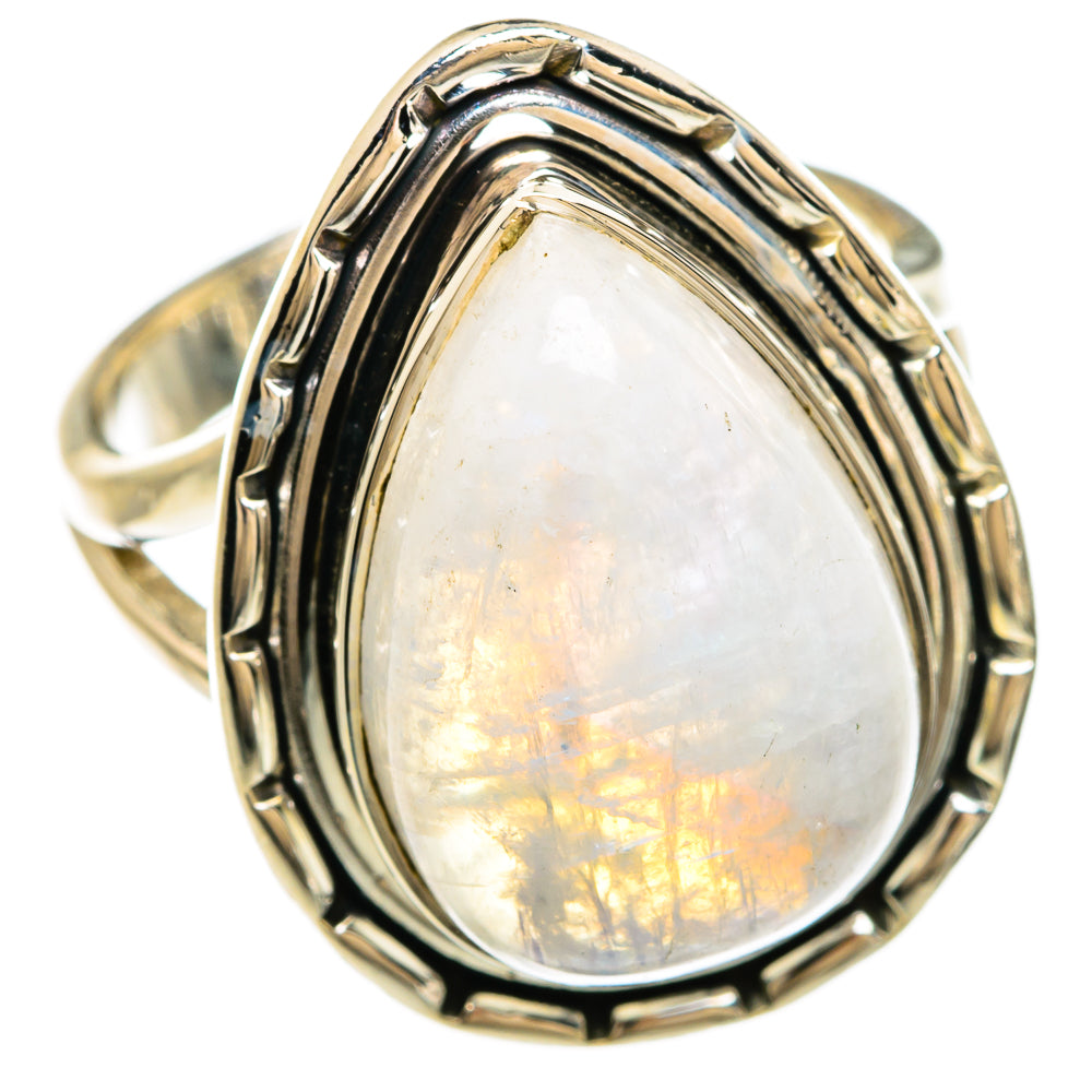 Rainbow Moonstone Rings handcrafted by Ana Silver Co - RING81263