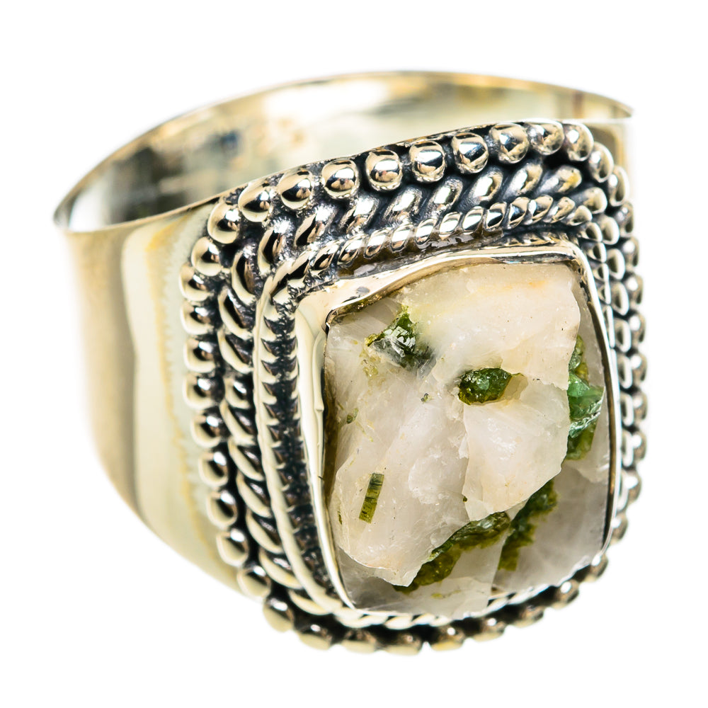 Green Tourmaline In Quartz Rings handcrafted by Ana Silver Co - RING81278