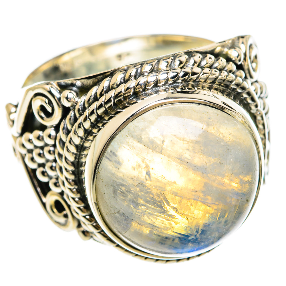 Rainbow Moonstone Rings handcrafted by Ana Silver Co - RING81293