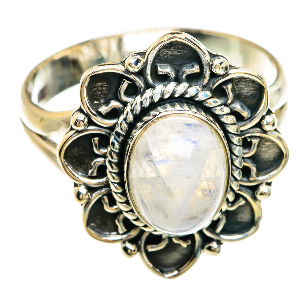 Rainbow Moonstone Rings handcrafted by Ana Silver Co - RING81327