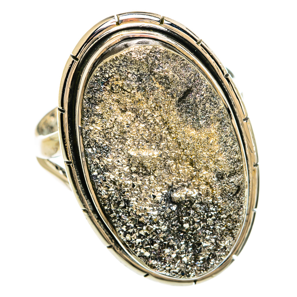 Spectro Pyrite Druzy Rings handcrafted by Ana Silver Co - RING81355