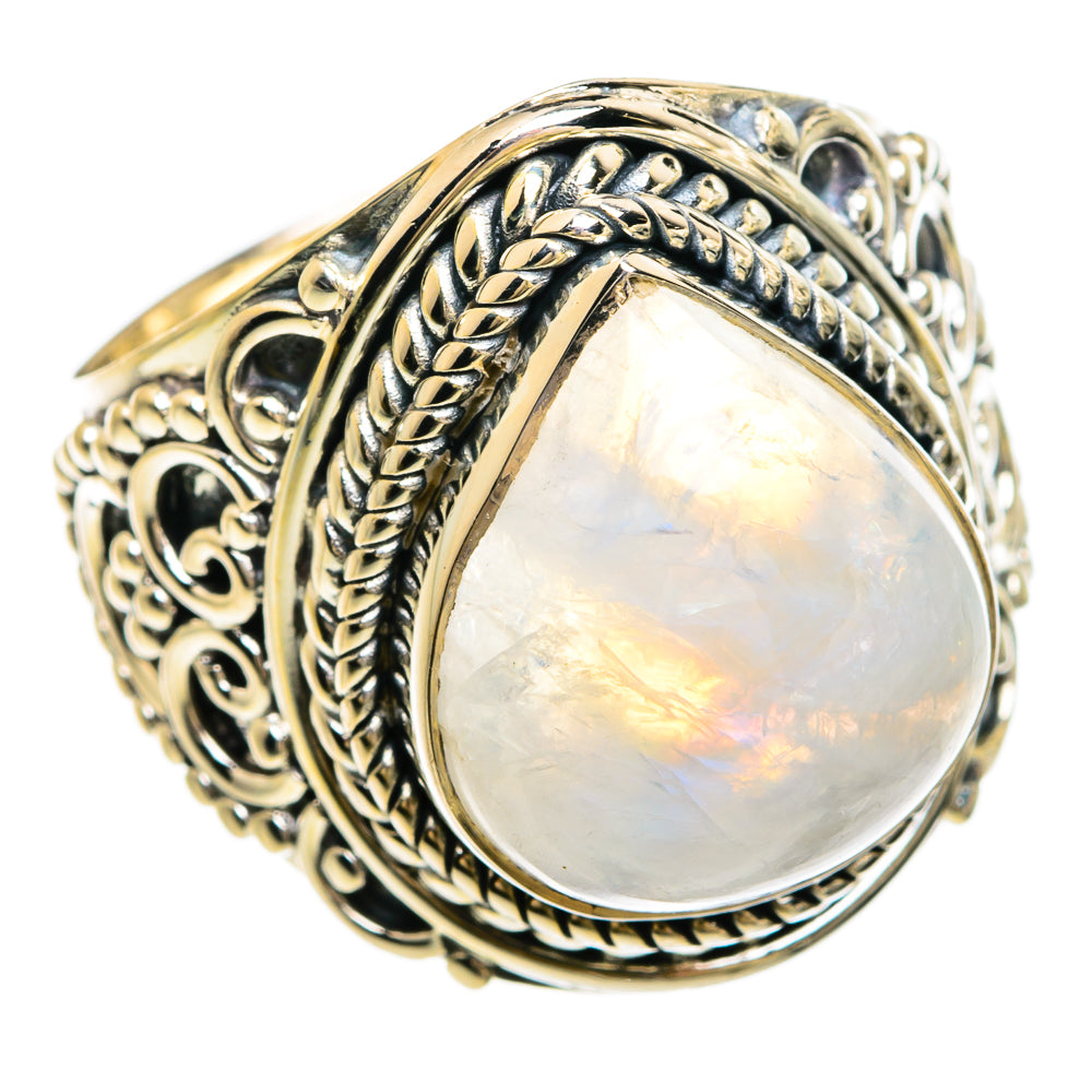 Rainbow Moonstone Rings handcrafted by Ana Silver Co - RING81362