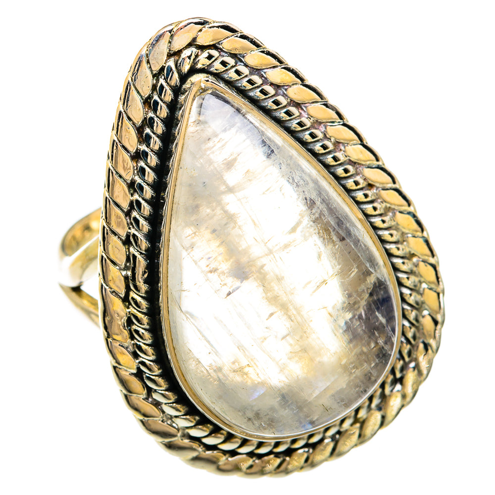 Rainbow Moonstone Rings handcrafted by Ana Silver Co - RING81398