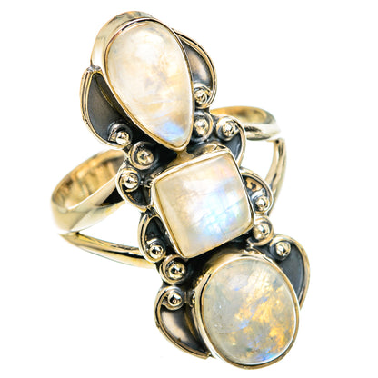 Rainbow Moonstone Rings handcrafted by Ana Silver Co - RING81427