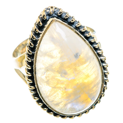 Rainbow Moonstone Rings handcrafted by Ana Silver Co - RING81428