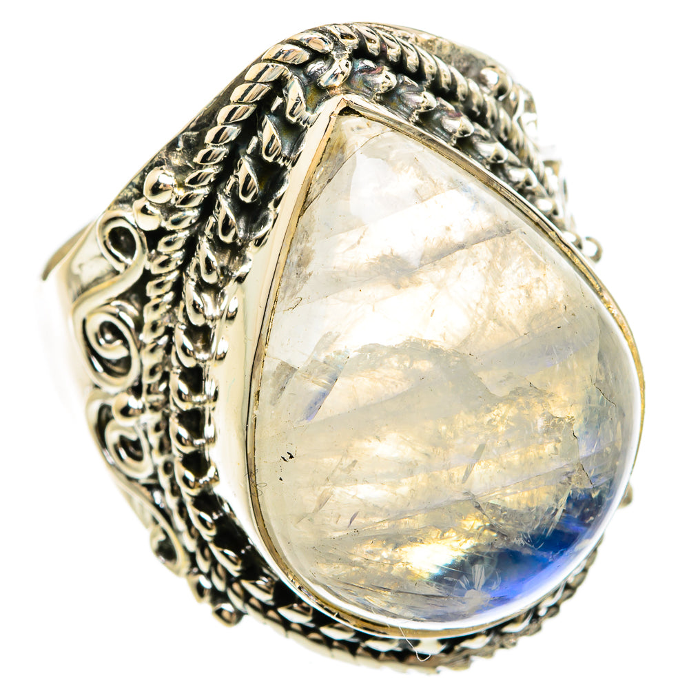 Rainbow Moonstone Rings handcrafted by Ana Silver Co - RING81431